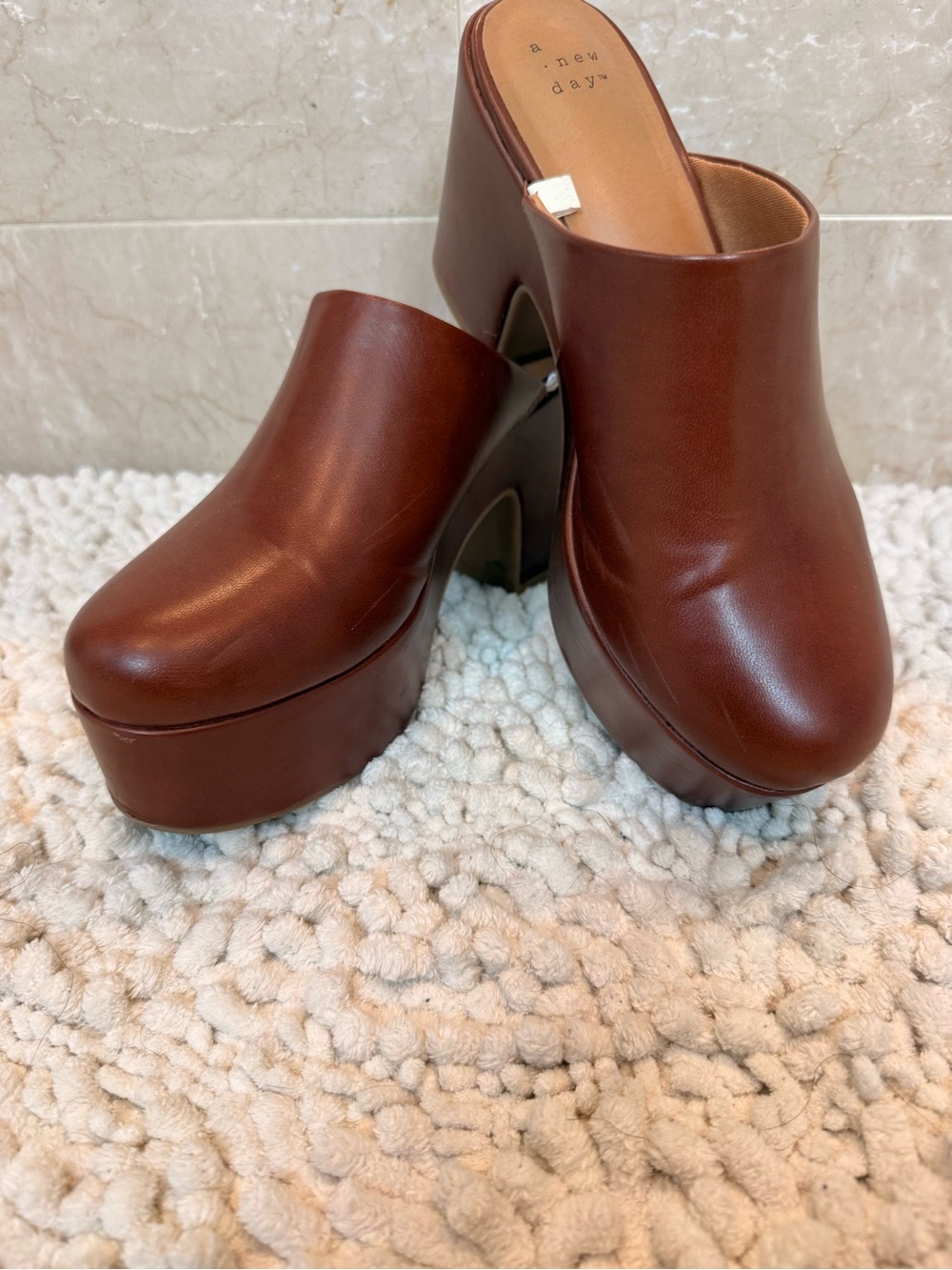 a new day Brown Platform Mule Clogs